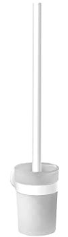 emco Round WC-Bürstengarnitur I Toilettenbürste mit Halterung und Griff aus Metall I Behälter aus Kunststoff I WC-Bürste zur Wandmontage, matt weiß