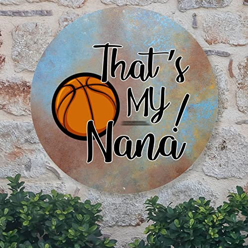 basketball Nana Welcome Door Sign Basketball Metal Sign Customized Family Wall Art Farmhouse Wreath Sign Rustic Wall Decor For Man Cave Coffee Bar Indoor & Outdoor Decor 9x9in