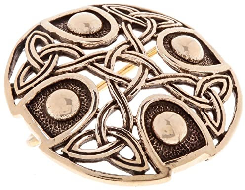 WINDALF Keltische Rundfibel TÒRNKIN Ø 3.5 cm Celtic Cross Gewand-Brosche Bronze