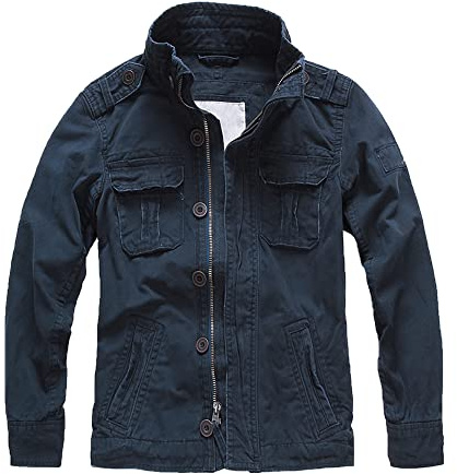 Letuwj Jacka herrjacka militärjacka ledig kamouflage arbetskläder denim, Kungsblå, XXL