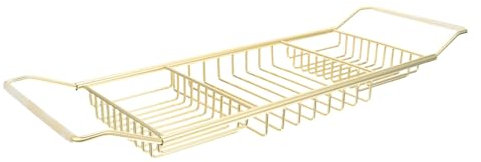 Luxshiny Support de Bain Télescopique en Acier Inoxydable Antidérapant Plateau Latéral Ajustable pour Rangement Salle de Bain