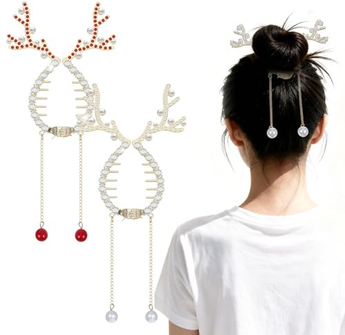 FOMIYES 2st Bananenclip Weihnachts-haarschmuck -haarklammer Weihnachtliches Haar-accessoire Dickes Haarstyling-tool Haarspangen Für Dünnes Frauenhaar Haarspangen Für Damenhaarschmuck Elch