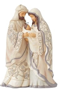 Enesco Jim Shore Heartwood Creek White Woodland Nativity Holy Family Figurine- Resin Hand Painted Crafted Collectible Decorative Figurines Christmas Home Decor Sculpture Shelf Statue Gift, 8 Inch
