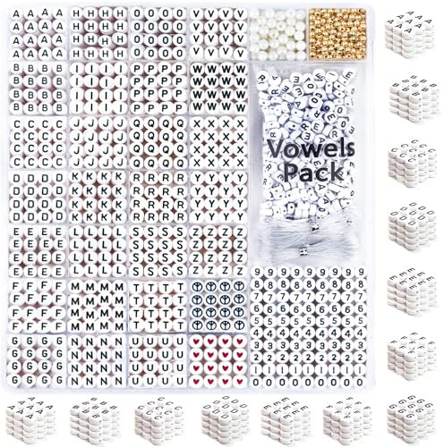 DoDoBeads Buchstaben Perlen Set, 1650 Stück Buchstabenperlen mit Abstandshalterperlen und zusätzlichen Vokalen und Zahlenperlen - Ideal for Bracelets, Necklaces, Friendship Bracelet Kit