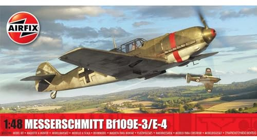 Airfix Standardmodellsats, A05120C Messerschmitt Bf109E-3/E-4 Modellbyggsats, Plansats I Plast För Vuxna Och Barn 8+, Setet Innehåller Sprutor Och Dekaler, Skala 1:48