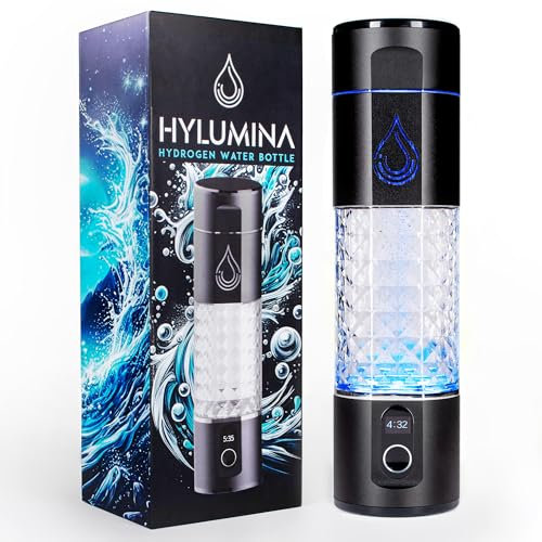 Botella de agua de hidrógeno - Máquina ionizadora de agua de hidrógeno portátil negra - Tecnología SPE/PEM - 3000 PPB Generador puro rico en hidrógeno