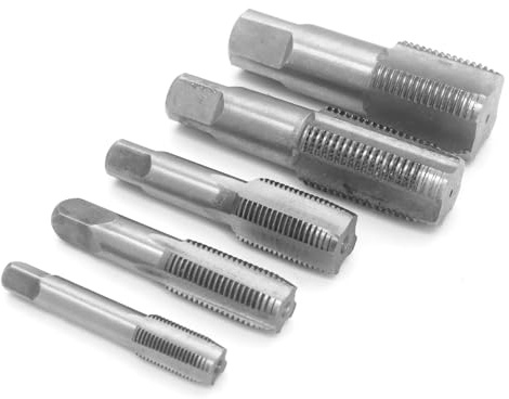Fanxinzttc 5 Stück Gewindeschneider Set Zoll G1/8, G1/4, G3/8, G1/2, G3/4, 55° Maschinengewindebohrer Handgewindebohrer Reparatur von Rohrgewindeverbindungen