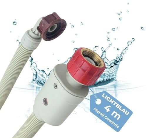 LICHTBLAU Manguera Aquastop I 4,0 m I 2796 con rosca metálica Manguera de seguridad con certificación VDE para lavadoras, lavavajillas I 3/4 de longitud incluida válvula de seguridad