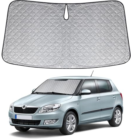 Sonnenschutz Auto Frontscheibe Ersatz für Skoda Fabia 2015-2022, Auto Windschutzscheibe Sonnenschutz Innen, Faltbar Sonnenschirm Auto UV Schutz Reflektierender Staub Schutz Sonnenschutzfolie