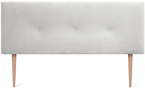 DHOME Kopfteil aus glattem Samt mit Knöpfen und Beinen, hohe Qualität, modernes gepolstertes Kopfteil, Luxus-Bett, gepolstertes Schlafzimmer (Weiß, 145cm)