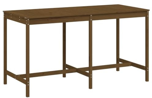 SDWEHO7 Stehtisch Bartresen Holz 110 cm Hoch Indoor Outdoor Bistrotisch Biertisch Gartentisch Bartisch Partytisch Balkontisch, Honigbraun 203,5x90 cm Massivholz Kiefer
