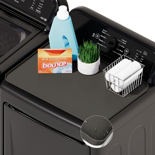 SEIRI 1pcs Washer and Dryer Covers for the Top, 26 x 18 Silicone Dryer Top Protector Mat Non-slip Waterproof Washing Machine Cover Protector Top Load for Laundry & Kitchen (Dark Gray)