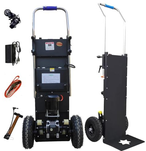 DDZJTPP Carretilla Eléctrica para Subir Escaleras,Carretilla Mano Eléctrica para Subir Y Bajar Escaleras,Carga Máxima 400Kg,Carretilla Que Ahorra Mano Obra con Mango Telescópico (45-65Pulgadas)