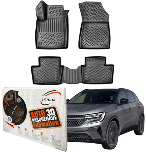 Trimak Alfombrillas 3D para Renault Austral Mild Hybrid | Alfombrillas de goma TPE, ajuste perfecto, impermeable, borde alto, antideslizante, fácil de limpiar