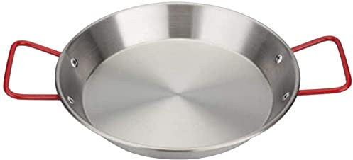 Padella per paella in acciaio inox, per spaghetti, pasta, paella, per ristorante, uso quotidiano, padella per paella, antiaderente, in acciaio inox, colore argento, 22 x 17,5 cm