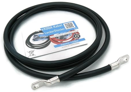 Exoda Batteriekabel 50mm² 2,5m M10 Schwarz flexibel hitzebeständig | Batteriekabel, Querschnitt 50 mm², Länge 2,5 m, flexible Anwendung, hitzebeständig bis 70°C, M10 Ösen