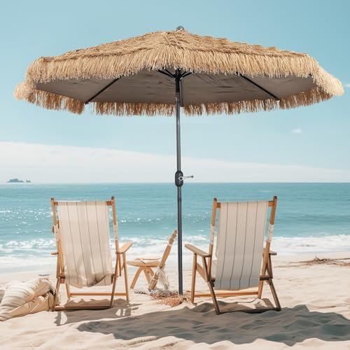 Ggipxalatyr Großer Sonnenschirm Hawaii Stroh Ø270cm, Uv50+ Strandschirm, Winddicht, Sonnenschirm Strand, Strohschirm Ohne Ständer, Perfekt Für Garten, Balkon, Terrasse, Pool