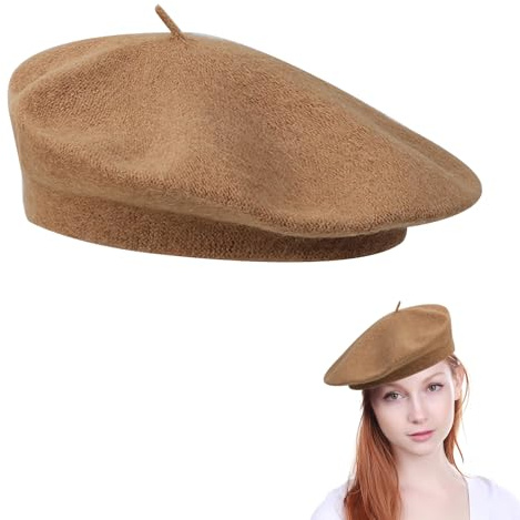 Rakiuty Baskenmütze Damen,Barett Baskenmütze Damen,Klassische Baskenmützes Damens,Barett Mütze,Baretts Damens Wolle,Klassisch Einfarbig Französischer Stil Baretts,Vintage Künstlermütze