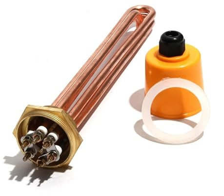 tianwandong Copper Water Heating Element DN32 (41mm) DN40(47mm) DN50(58mm) 110V/220V 3/4.5/6/9/12KW Tubular Heater Resistance 1PC(DN32 41mm,220V_4.5KW 225MML)