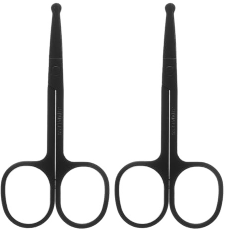 minkissy Forbici Naso Orecchie Acciaio Inossidabile Punta Arrotondata 2 Pezzi Rifinitura Unisex Compatte per Viaggi e Toelettatura Donna