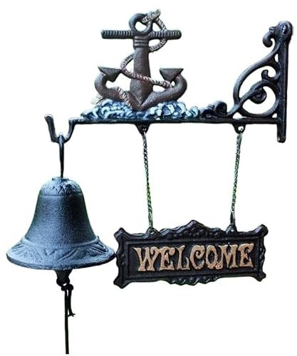 Brass bells,hand bell,Call Bell,Cast Iron Door Bell Cast Iron Bell - Welcome Entry Door Bell,Antique Doorbell Decoration,Front Door,Interior,Exterior Decor