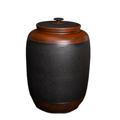 HDMOZUYT Porcelain Chinese retro ceramic jar, covered ceramic rice storage container, rice bucket, grain storage container, sweet fruit dispenser, used for storing water, tea, candy (water can -30L)