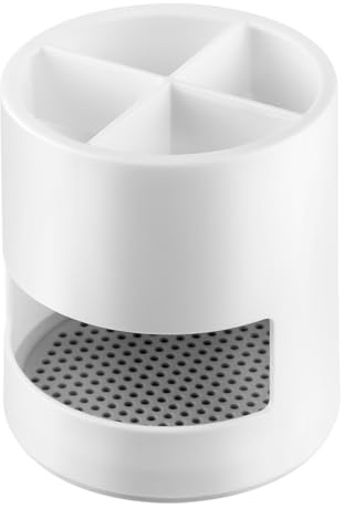 Lotsdonxia Toothbrush Holder with Ventilated Draining – Easy to Clean Moisture-Proof Multi-Compartment Organizer for Bathroom, Kitchen, and Household (White)