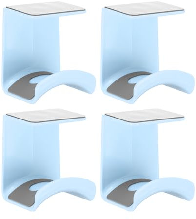 QUARKZMAN Kopfhörerständer, 4 Stück ABS Kopfhörerhalter Klebender Kopfhörerhalter Haken Montage Kopfhörerhaken Unter Schreibtisch für Gaming-Kopfhörer Ohrhörer Kabel, Blau (Hängend)