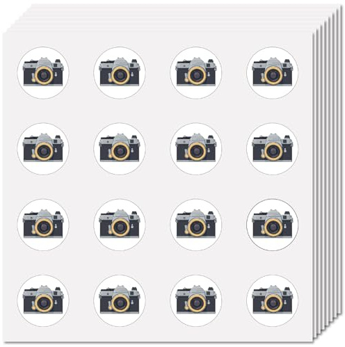 CREATCABIN 128 Stück 8 Blätter Kamera Aufkleber Kleine Helm Aufkleber Abziehbilder Reise Selbstklebend Wasserdicht Runde Punkte Cartoon Aufkleber Großmengen Etiketten Für Scrapbooking Basteln 2.5cm