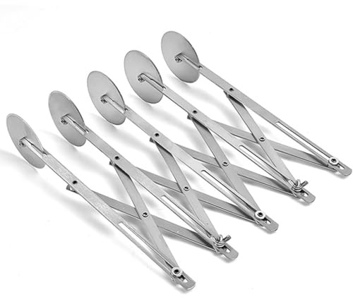 Juroupi 7 Wheel Stainless Steel Pizza Knife Wheel Knife Cutter Adjustable Dough Divider for Pastry Pizza Pasta Cakes Cookies Kitchen Baking Tool (3 Wheel) (5 Wheel)