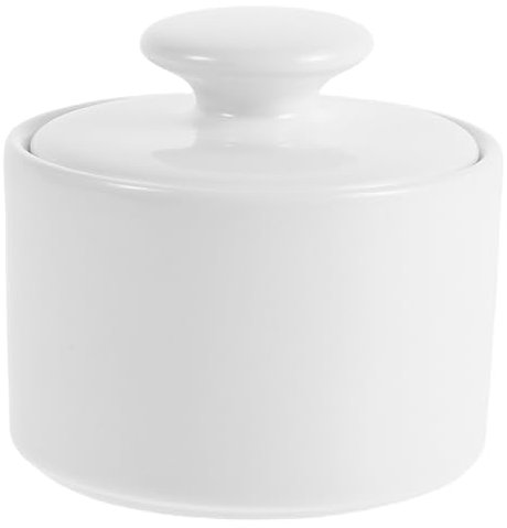 VERDANVERSE Azucarero De Cerámica Blanco Vintage Con Tapa Frasco Compacto Para Azúcar y Condimentos Diseño Recto Para Cocina y Barra De Café