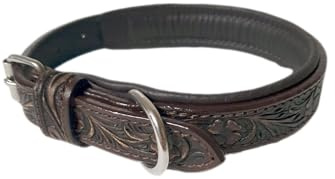 JF-Reitsport Leder Hundehalsband im Western-Design, Handgefertigt Trend Robust Breit (S 12-15 Inches)