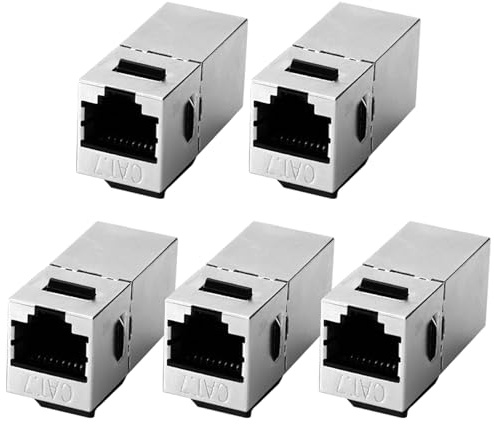 ANBOO Keystone RJ45 Modul 5 Stück - Cat 7 Verbinder Geschirmt 10Gbps Ethernet Kupplung für Patchpanel Netzwerkdose Unterputz, Kompatibel mit Cat6/Cat5e