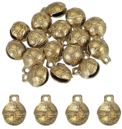 sourcing map 16 campanellini in bronzo vintage, 18 mm, campanellini tibetani per artigianato, piccoli campanelli decorativi rustici in metallo per cani, gatti, collari per animali domestici, fai da te