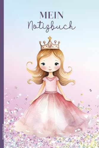 Prinzessin Notizbuch: Prinzessinnen Motiv mit Glitzer Design auf Buch für Notizen Geschenk für Mädchen Notizheft A5 liniert als Schulheft Schreibheft und Tagebuch Geschenkidee für Märchen Liebhaber