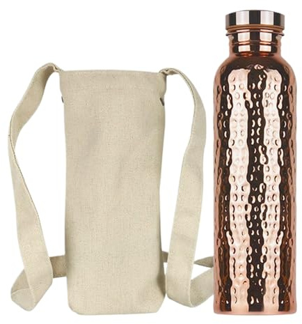 Borraccia in rame da 2 litri, bottiglia d'acqua in rame, con beccuccio, isolata a prova di perdite, con borsa, portatile, per palestra, campeggio, viaggi