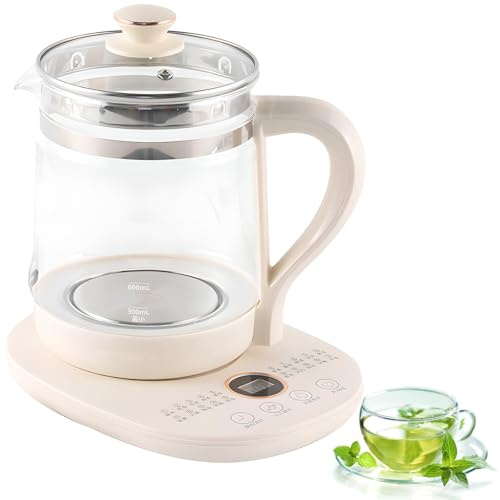 1.8l Glass Electric Kettle, 304 Stainless Steel, 800w Fast Boil, 24h Keep Warm, Auto Timer, For Tea/beverages, Safe & Easy Clean