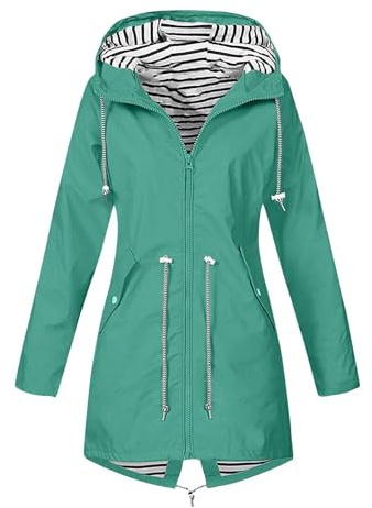 FUPODD Damen Regenjacke Leichte Wasserdichte Regenmantel Mit Kapuze Windbreaker Übergangsjacke Atmungsaktiv Mantel Outdoor Jacke Kordelzug Funktionsjacke Frauen Zum Wandern Reisen Treking Fahrrad