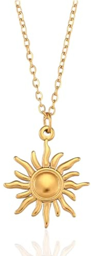 Bottega della Principessa Collana Sole Acciaio Inossidabile Donna – Ciondolo Dorato Minimal – Anallergica e Resistente all’Acqua – Perfetta come Idea Regalo