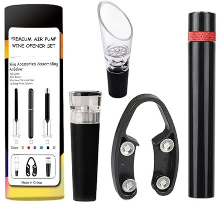 Vinöppnare set – 4-delat set med öppningsverktyg för luftpump och lockborttagare – köksvinöppnare, för bartender, vuxna, öl, julfest, halloween, kök och hem