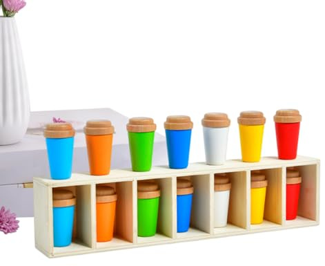 Flaschenpaarungsspiel – Lerngedächtnisspielzeug aus Holz, 30 x 7 x 4,5 cm | Bottle Challenge-Spiel für drinnen, draußen, Klassenzimmer, Hinterhof | Familienspiel für Kinder und Erwachsene