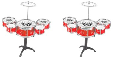 Juego de 2 tambores de jazz para niños, juguete de aprendizaje preescolar, mini batería para niños, regalo rojo