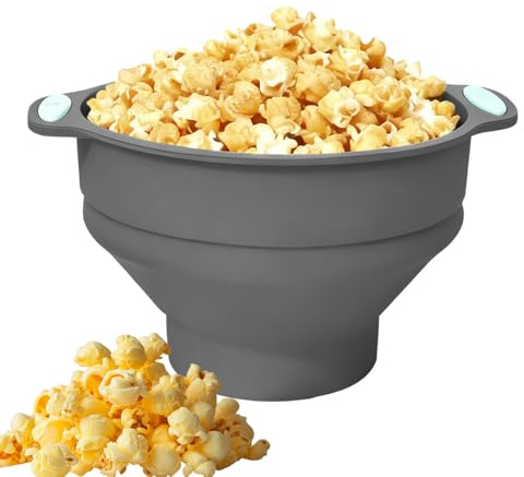 Palomitero Microondas - Silicona 24x20cm | Recipiente Plegable Con Asa | Preparador Rápido Snack Para Adolescentes Adultos Noche Cine Casa Oficina Camping Saludable