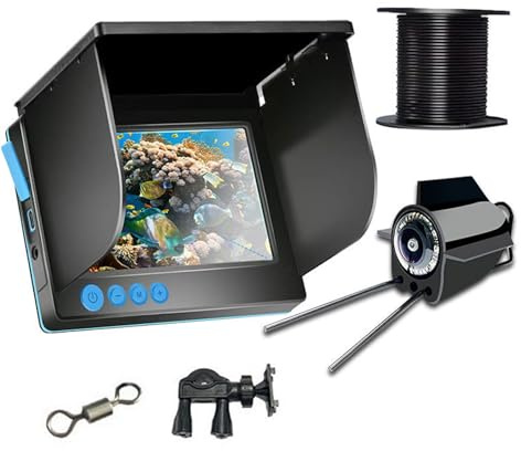 Cámara de pesca subacuática portátil de 5 pulgadas, IP65, impermeable, gran angular de 220°, visión nocturna para pesca en río de hielo, barco