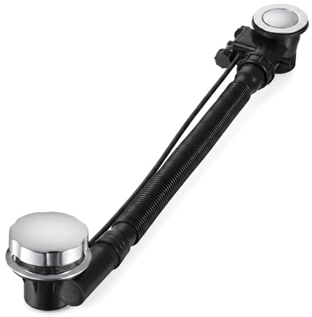 Bath Waste and Overflow Kit with Pop Up Plug, Fits Various Bathtubs,Anti-Leak,Anti-Clogging,55cm Center Distance Black