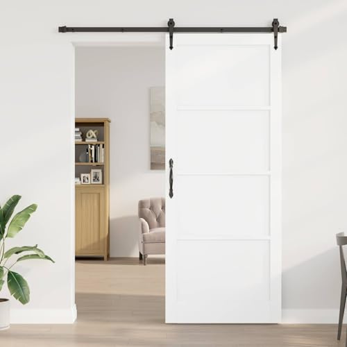 sephironlbb Puerta interior blanca de madera contrachapada de pino de 93 x 232 cm para renovación de viviendas, con montaje, mecanismo deslizante que ahorra espacio y permite múltiples aplicaciones