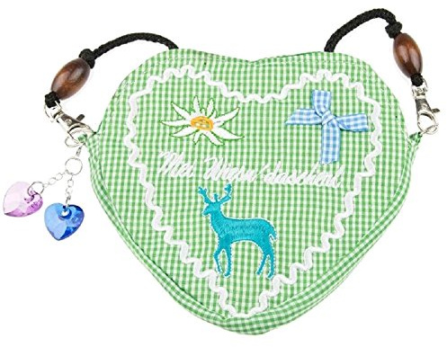 Edelweiss Trachten Tasche Oktoberfest Dirndl Herzform abnehmbarem Langer Kordel Grün
