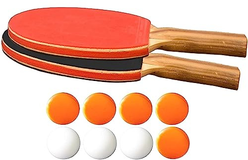 Tischtennis-Set 2 Tischtennisschläger + 8 Tischtennisbälle Ping Pong Set 10 teilig