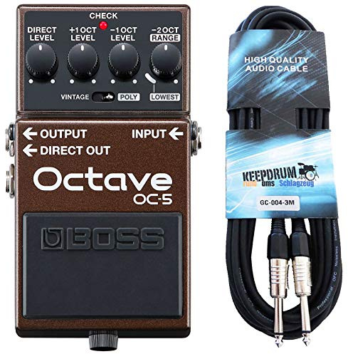 Boss OC-5 Oktave Pedal Effektgerät + keepdrum Gitarrenkabel