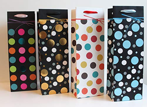 4 Geschenktaschen Premium 36cm x 12cm x 9cm Flaschentüten Rot-Weiß Weintüten Geschenktüten Weinflaschenbeutel für Wein Prosecco Sekt Hochzeit Geburtstag Weihnachten